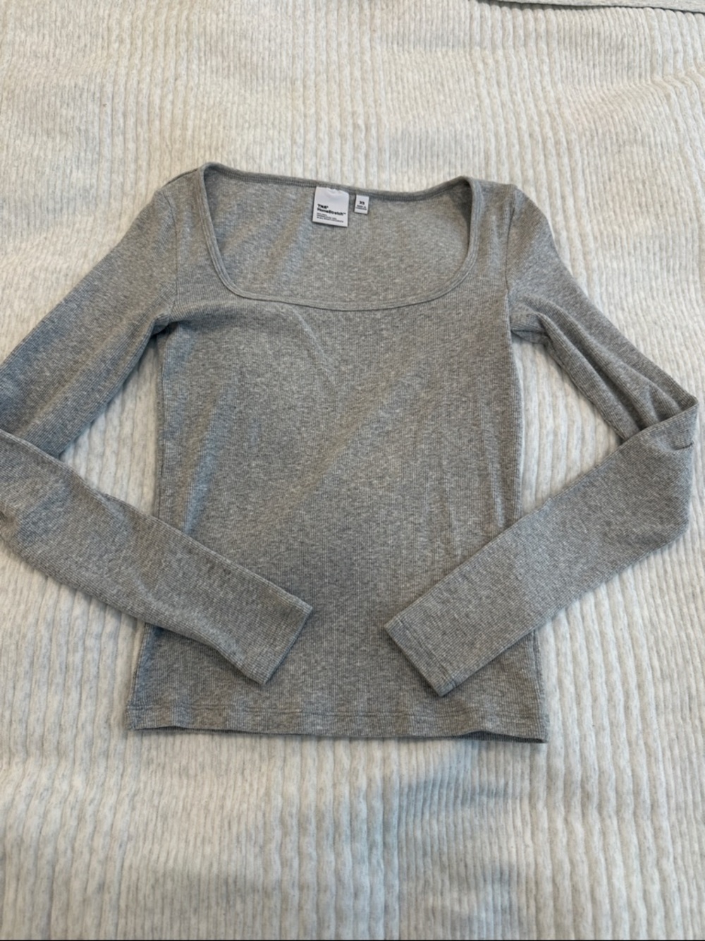 Aritzia Square Neck Long Sleeve Top - Gray
